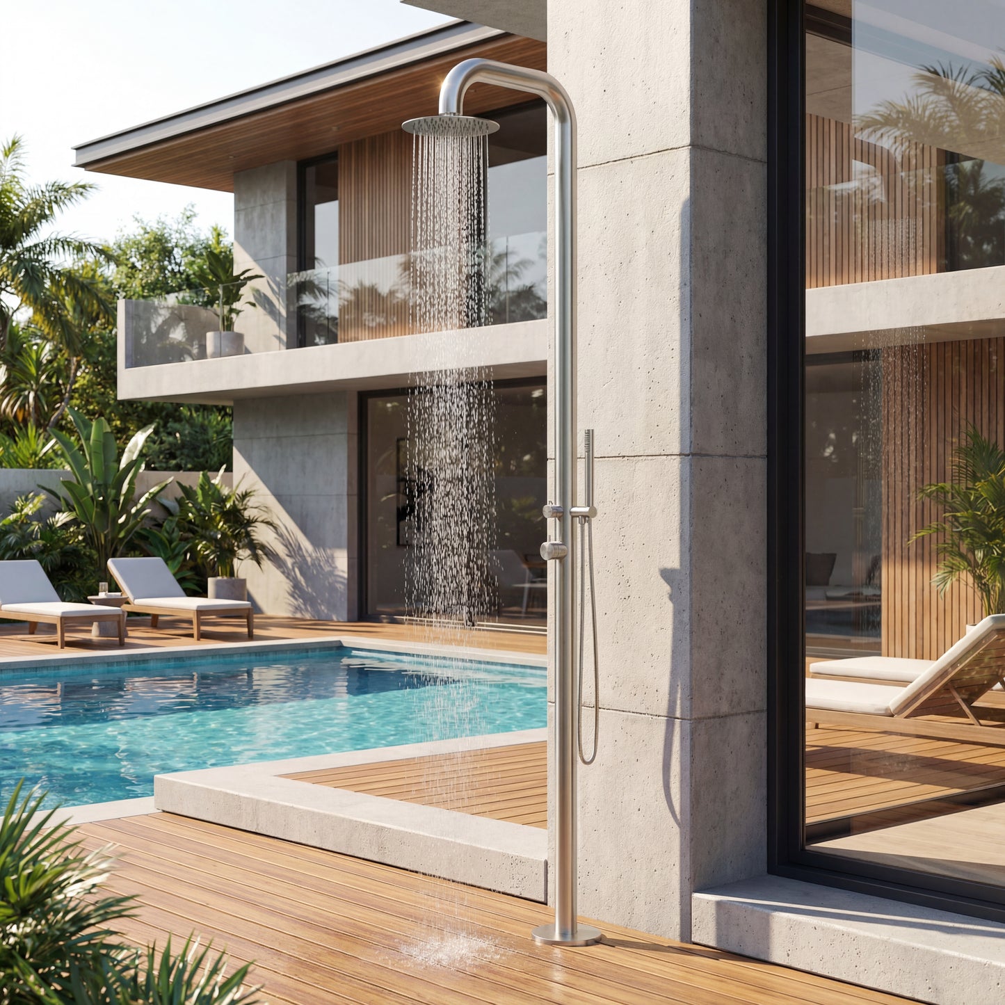 Atlas Freestanding Outdoor Shower with Handheld