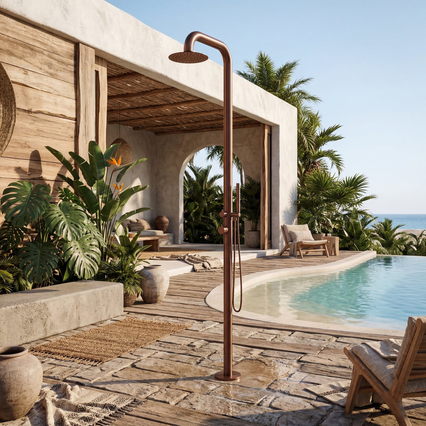 Atlas Freestanding Outdoor Shower with Handheld