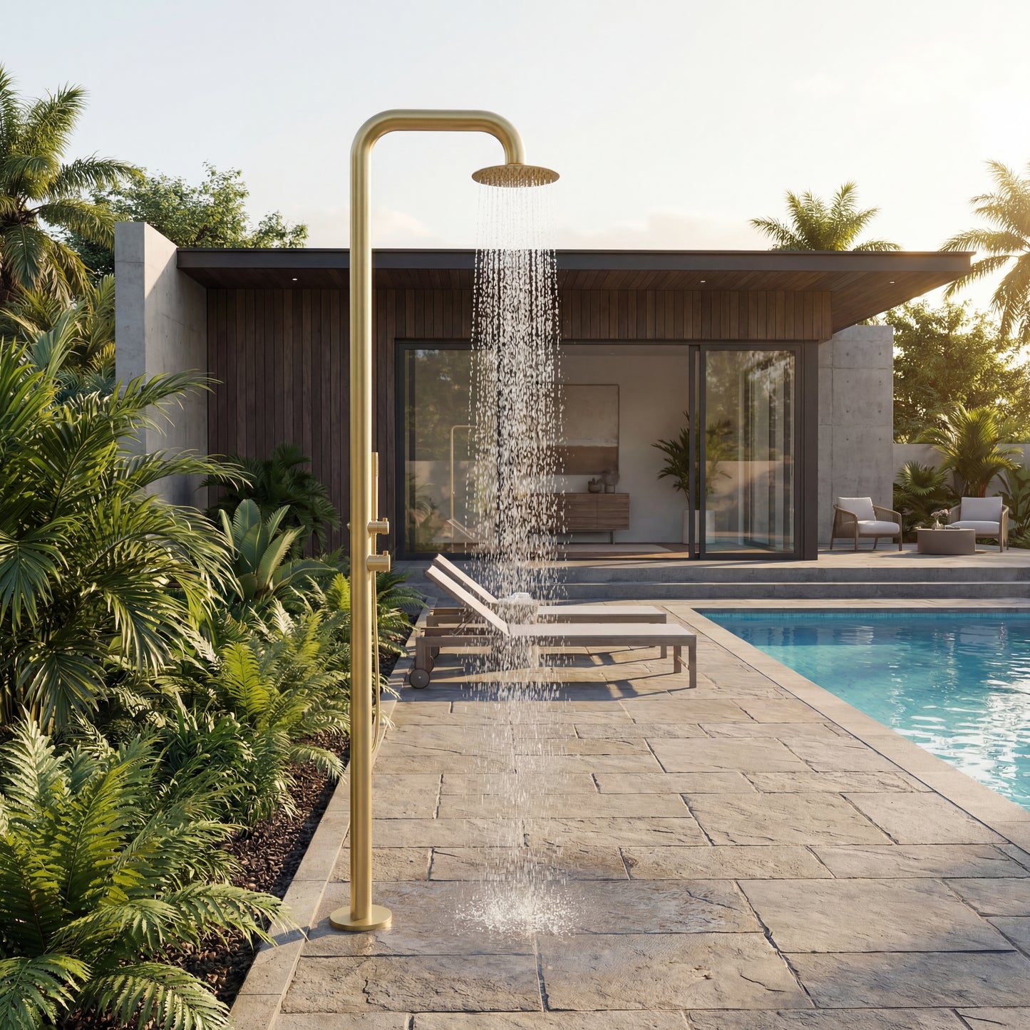 Atlas Freestanding Outdoor Shower with Handheld