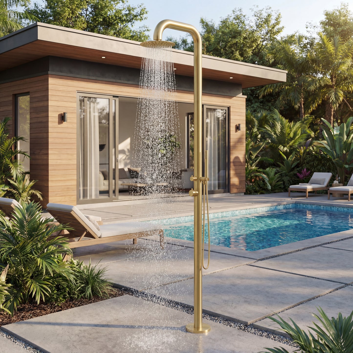Atlas Freestanding Outdoor Shower with Handheld