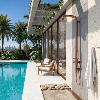 Summit Wall Mounted Outdoor Shower with Handheld