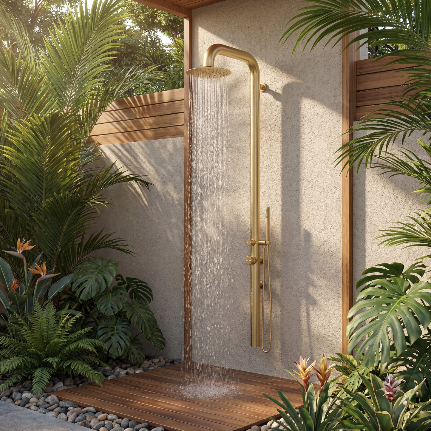 Summit Wall Mounted Outdoor Shower with Handheld