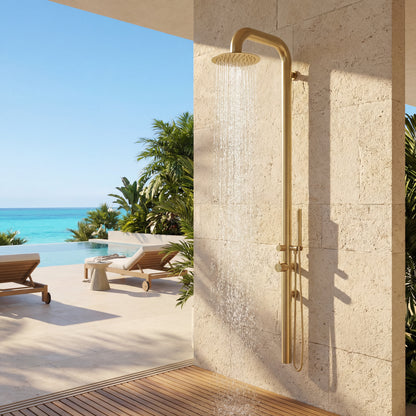 Summit Wall Mounted Outdoor Shower with Handheld